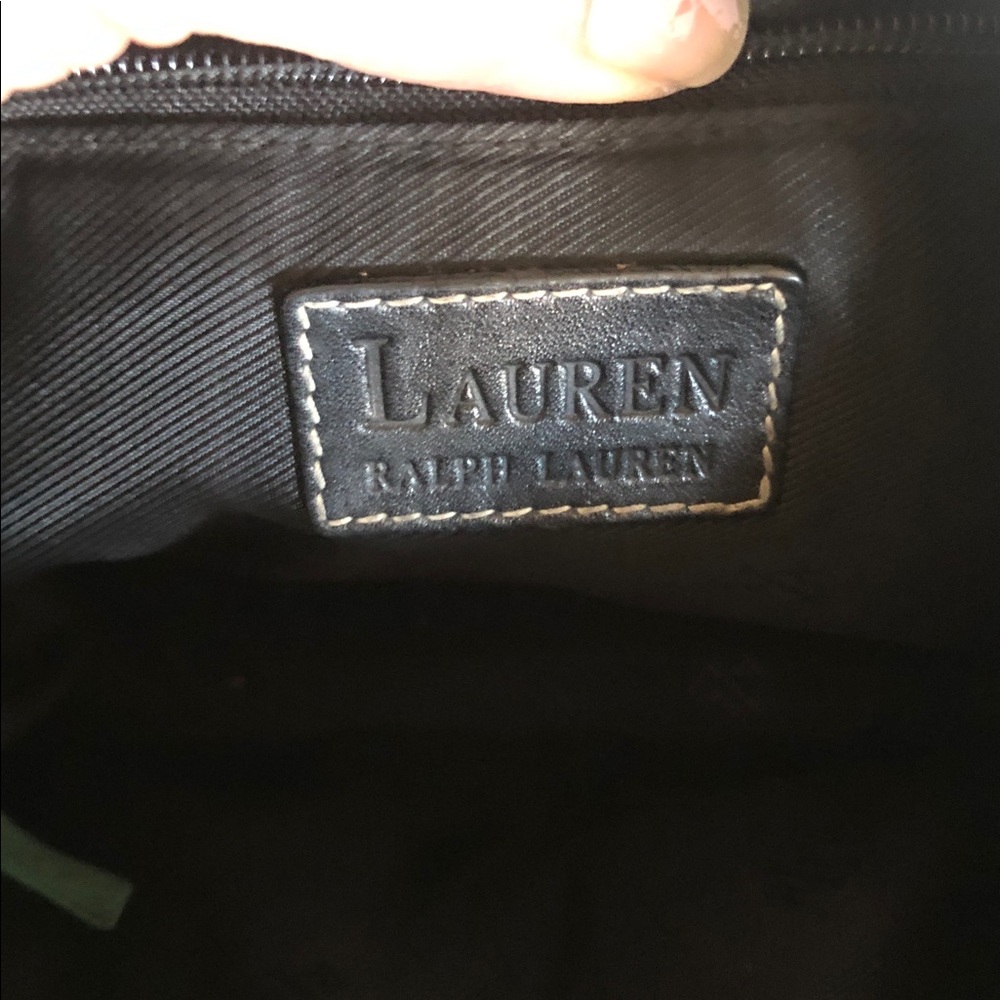 Ralph Lauren Black Leather Shoulder Hobo with RLL Logo - Picture 3 of 3